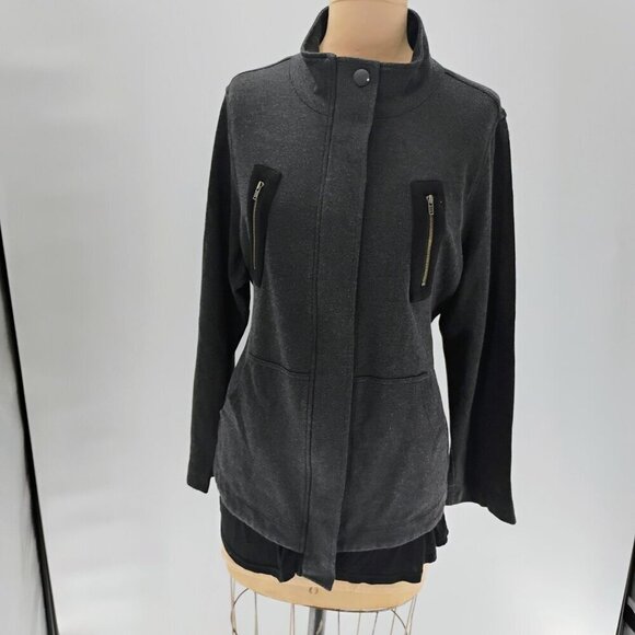 CABI Grey Black Mesh Back Jacket Love Carol Collection 3184 Women's Large - Picture 4 of 16